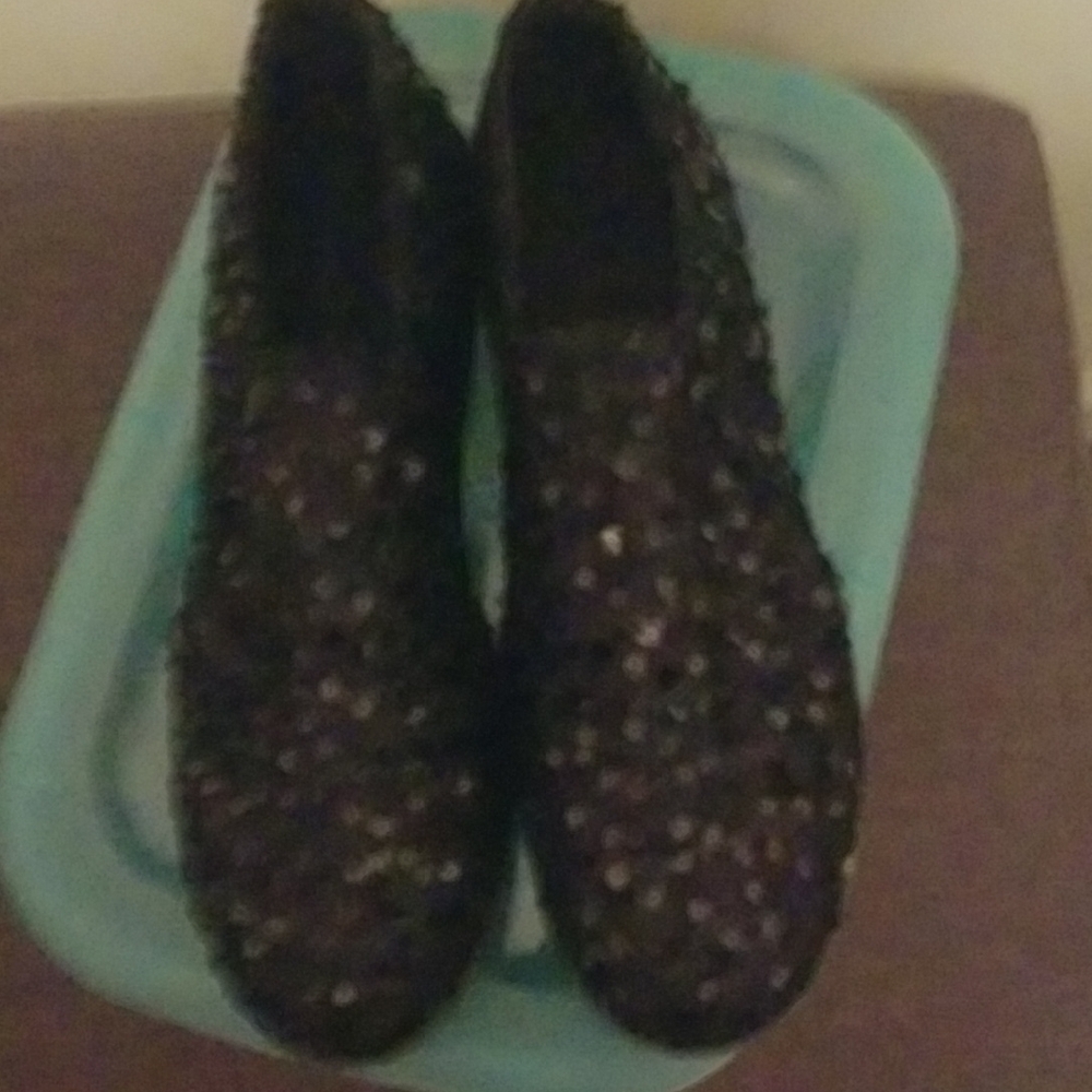 Women's Black Sequin Slip-On Flats